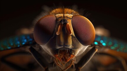 extreme close up of a fly eyes, generative ai