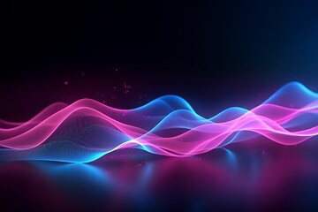 Naklejka premium Abstract Speed of Light: Neon Waves Conveying Data in a Futuristic Sci-Fi Background, Generative AI.