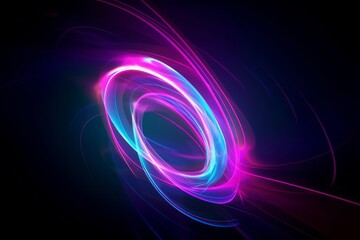 3d render, abstract neon background with glowing pink blue curvy lines, vivid spiral vortex. Fantastic energy wallpaper, Generative AI