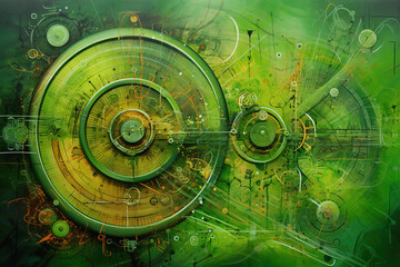 Abstract green background. A highly detailed airbrush paint. Generative AI