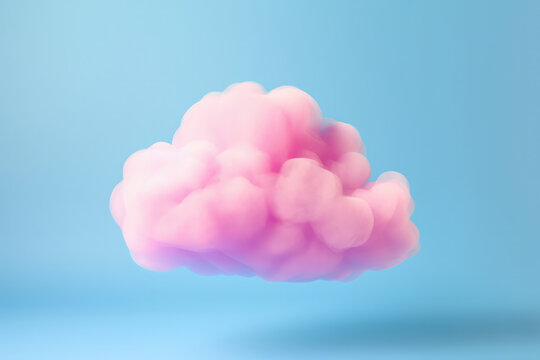 One abstract pink cloud on solid blue background.