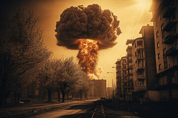 Nuclear explosion in a city. Generative AI