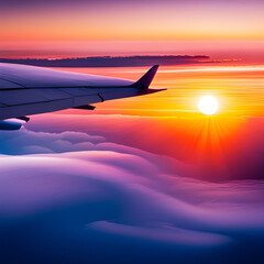 airplane flying over the sky on senset time