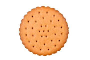Round biscuits on a white background. Cookies with cocoa filling close-up.
