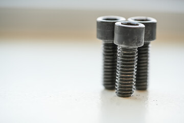 Metal Screws and bolts used to hold machinery together