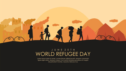 world refugee day background template flat design