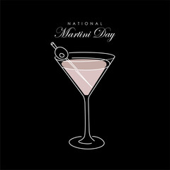 dark national martini day background template