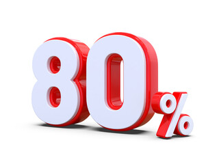 Number 80 Percent Discount Off Red