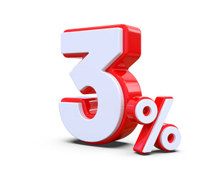 Number 3 Percent Discount Off Red