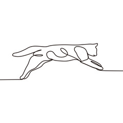 continuous line drawing of cat jumping