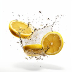 lemon in water splash - obrazy, fototapety, plakaty