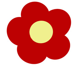 Red cute daisy flower illustration hand drawn.  © Nisachon
