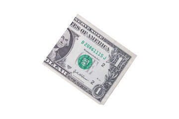 Fold one dollar isolated on white background