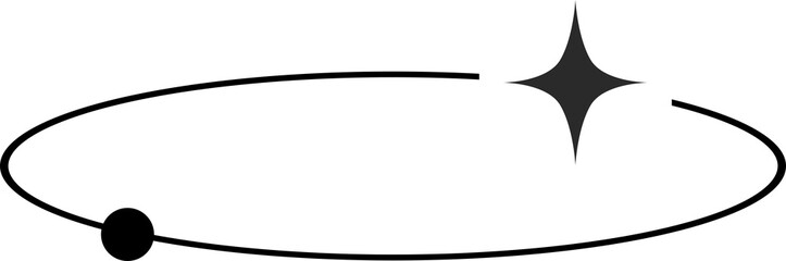 Black circle orbit sparkle star icon PNG