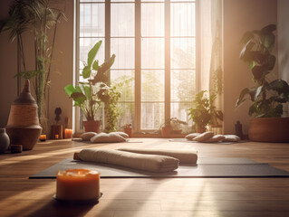 Tranquility at Home: Yoga Studio Illuminated by Morning Light
