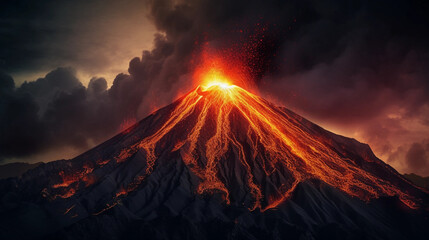 fire in the mountains volcano