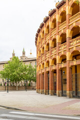 Naklejka premium Zaragoza, Spain - May 01, 2023: old buildings of the historic center of the city of Zaragoza in Spain