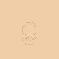 Candle logo in one line art style