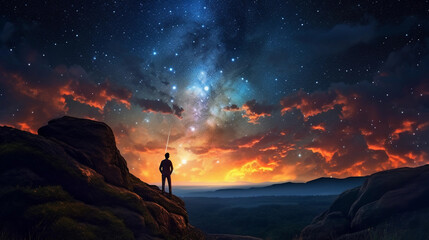 stairs at night on the sky