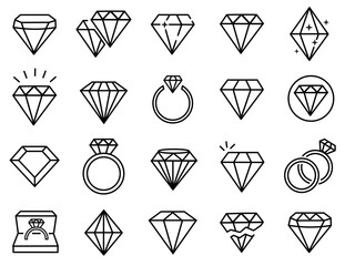 Diamond icons set illustration vector. contain such icon as diamond ring, jewelry, gems and more. editable file. EPS