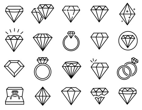 Diamond icons set illustration vector. contain such icon as diamond ring, jewelry, gems and more. editable file. EPS