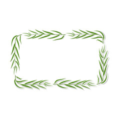 Willow tree frame with green leaves. Cartoon horizontal rectangle border for greeting card decorating, invitation cards. Colored vector isolated on white background