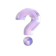 crystal  Question mark Symbol 3D on isolated background. 3D render.