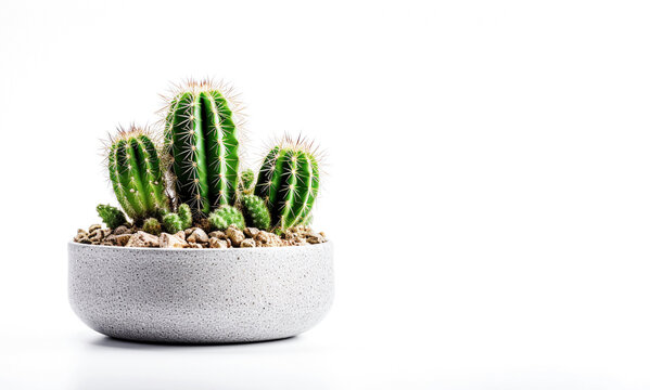 Ai generative.  cactus in a pot on white