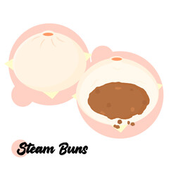 Meat stuff steam buns or baozi. Traditional Chinese food for breakfast or snack