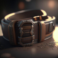 beautiful brown leather belt with gold buckle