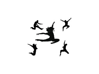 Fototapeta na wymiar Ballerina silhouette ballet dance poses. Set Of Ballet Dancer Silhouettes. Dancers silhouettes - set of nine female figures - isolated on white background - vector