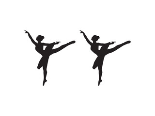 Obraz na płótnie Canvas Ballerina silhouette ballet dance poses. Set Of Ballet Dancer Silhouettes. Dancers silhouettes - set of nine female figures - isolated on white background - vector