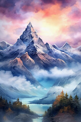 sunset in the mountains