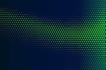 Obraz premium Dotted modern background. Green wavy dot pattern on blue color background. Vector illustration.