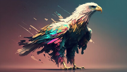 Plakat Eagle abstract wallpaper. Soft background with cute falkon bird in Pastel colors generative ai