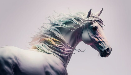 Naklejka na ściany i meble Horse animal abstract wallpaper. Soft background stallion in Pastel colors generative ai