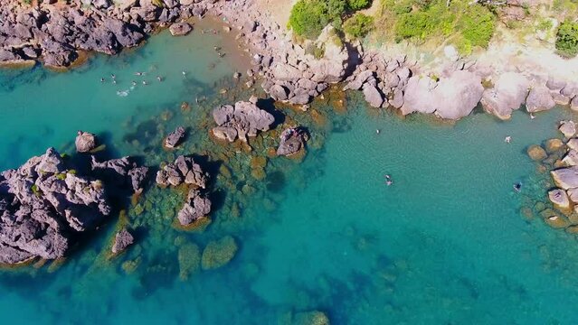 very beautiful paradise cove under a hill with a transparent blue turquoise sea jijel algeria