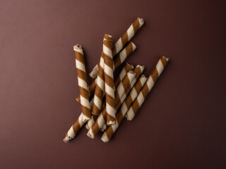 Wafer rolls with chocolate Lifestyle photography.
