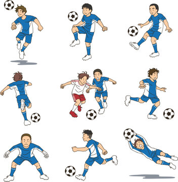 Various actions of football players