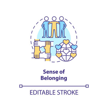 Sense of belonging concept icon. Micro community. Common goal. Interpersonal relationship. Social cohesion abstract idea thin line illustration. Isolated outline drawing. Editable stroke