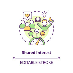 Shared interests concept icon. Common ground. Small community. People connection. Interpersonal relationship abstract idea thin line illustration. Isolated outline drawing. Editable stroke