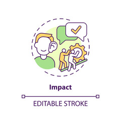 Impact concept icon. Life changing. Sense of belonging. Community support. Personal growth. Positive change abstract idea thin line illustration. Isolated outline drawing. Editable stroke