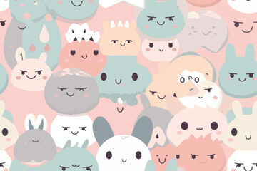 simple kawaii minimal character pastel, pattern, cat, slime, wallpaper, gift,