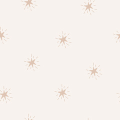 Boho neutral stars seamless pattern, digital paper, for surface design, kids clothing, print