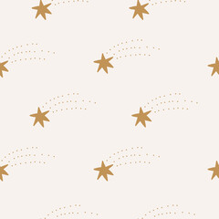 Boho neutral stars seamless pattern, digital paper, for surface design, kids clothing, print