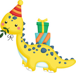 a vector of a dinosaur themed birthday celebration