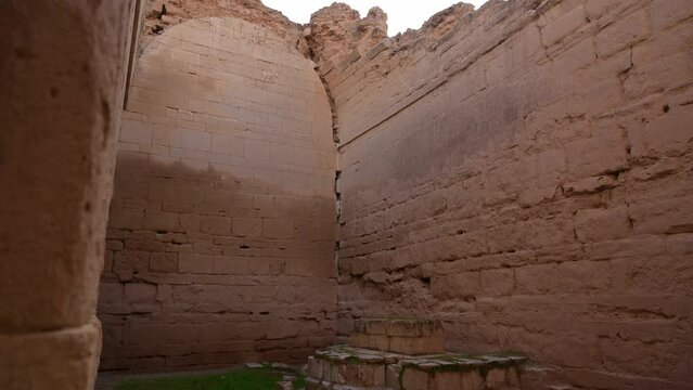 Ruins of Hatra archaeological site in Iraq. FPV