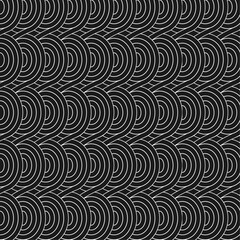 seamless background pattern. Vector circles with white lines on a black background