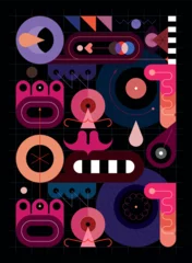 Fotobehang Abstract vector background with geometric shapes and design elements. ©  danjazzia