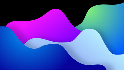 Abstract blue liquid waves futuristic background. Glowing retro wavy vector design
